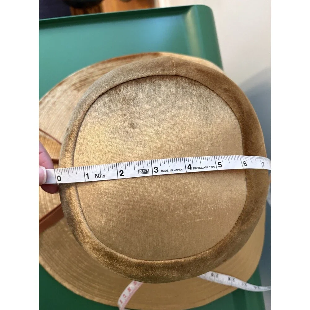 Vtg Mr Kim Original Sun Hat Wide Brim Satin Ribbon Bow Gold Bronze 1950s 60s
